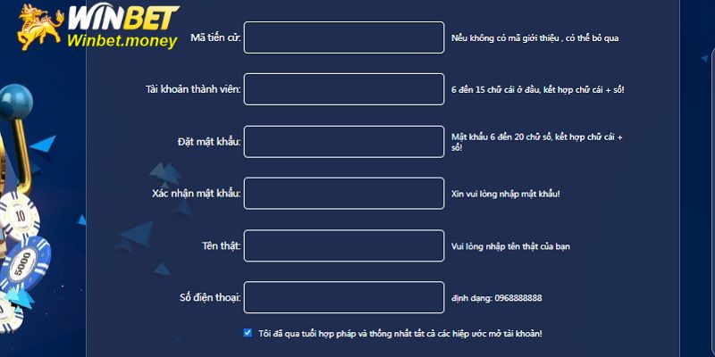 Các bước đăng ký vào WINBET đơn giản nhất trên máy tính